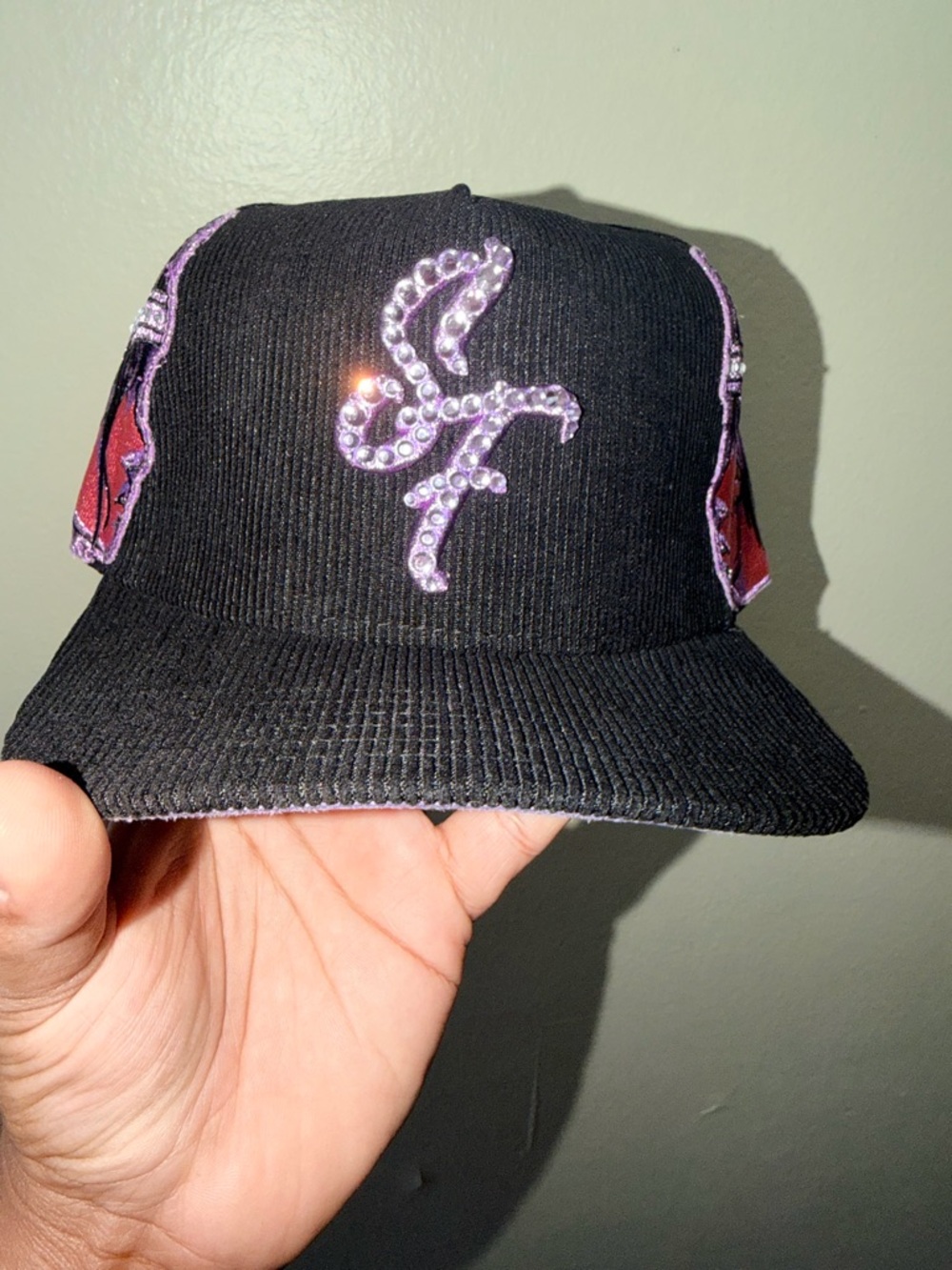 Custom SanFrancisco Giants Black SnapBack with Purple Rhinestones and embroidery